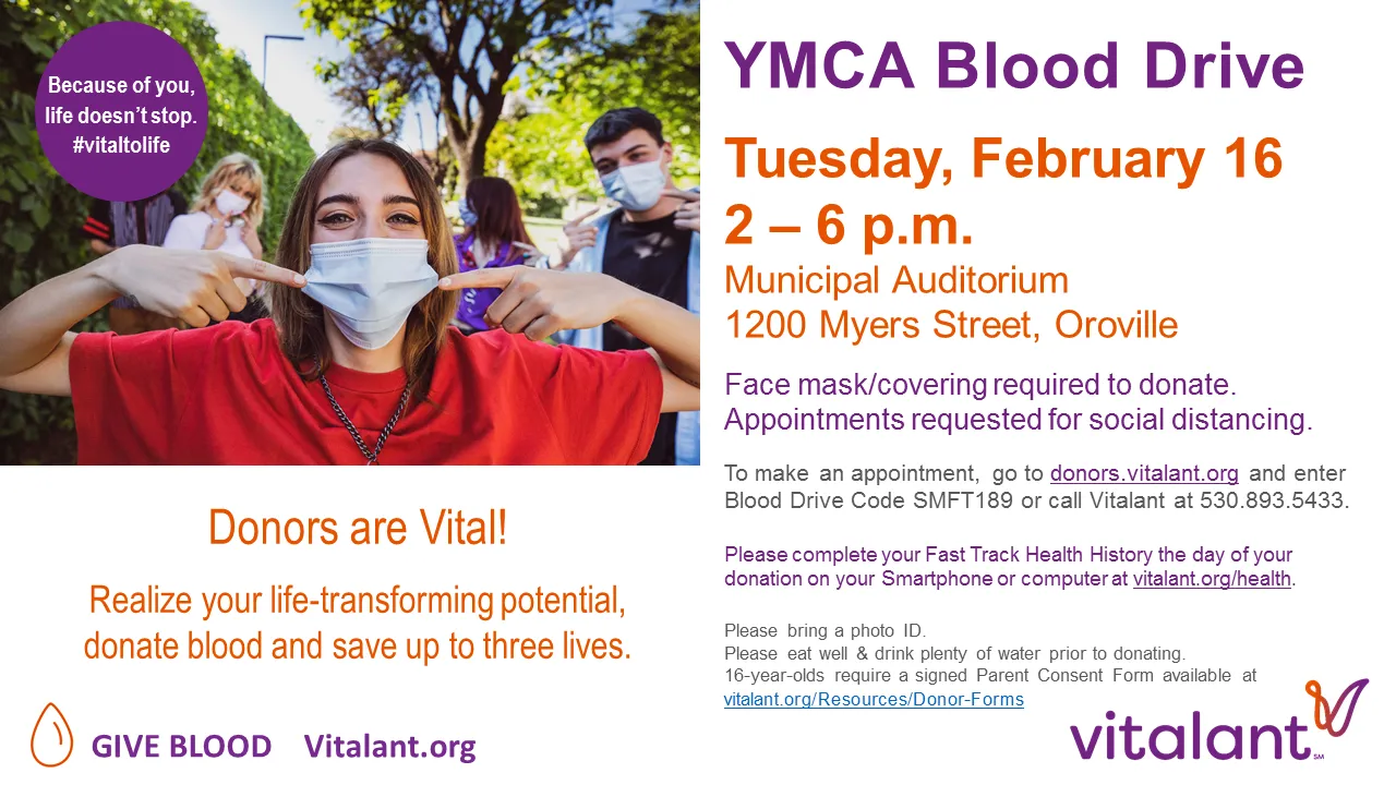 Oroville YMCA Blood Drive at the Auditorium